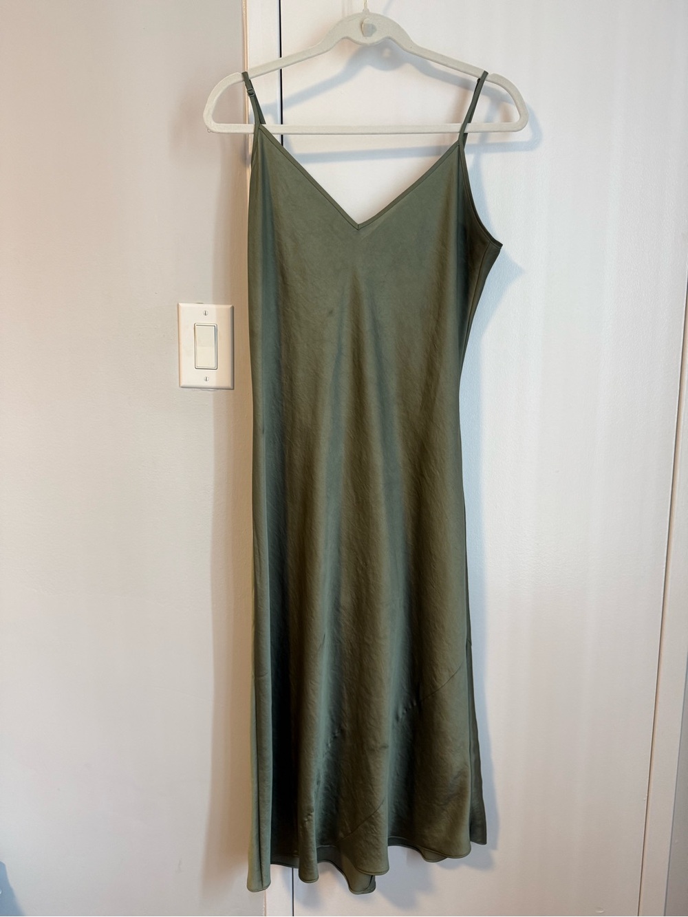 Aritzia Satin Slip Dress - Olive Green - Picture 1 of 3